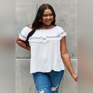 ODDI Designer Full Size Off The Shoulder Ruffle Blouse SALE!! 20% OFF